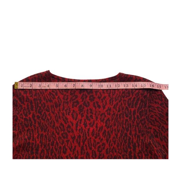 Neiman Marcus 100% Cashmere Red Leopard Print Sweater Size L - Picture 12 of 13
